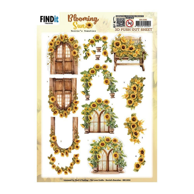 Find It Trading Berries Beauties 3D Push Out Sheet Rustic Sunlight, Blooming Sun