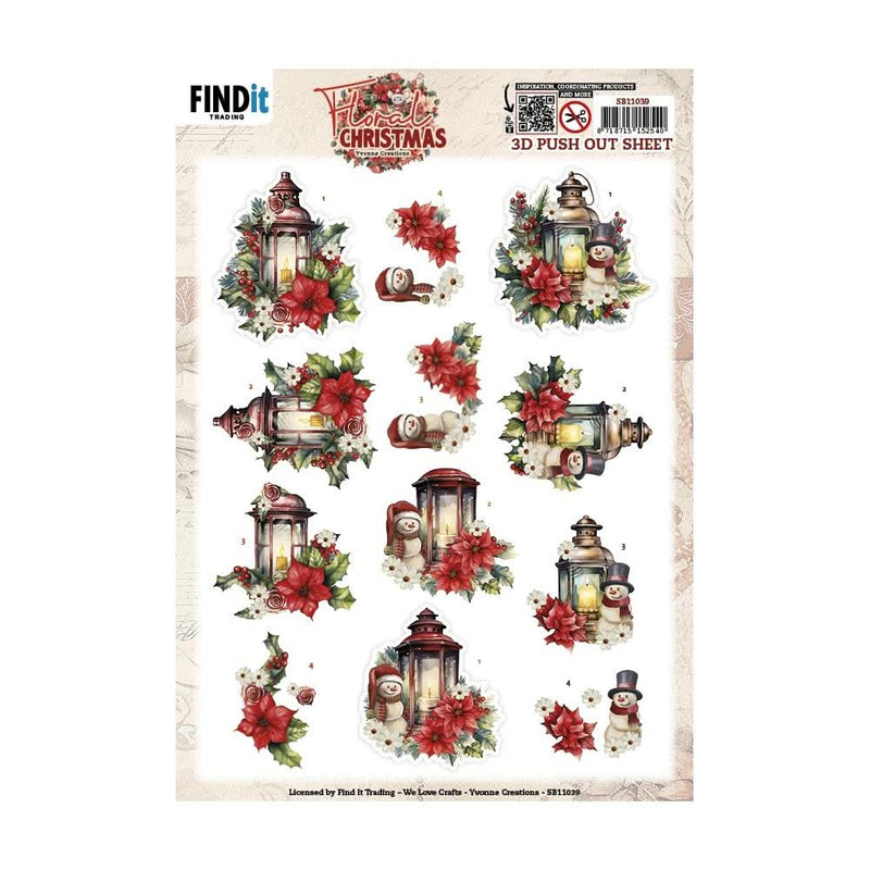 Find It Trading Yvonne Creations 3D Pushout Sheet Floral Lantern, Floral Christmas