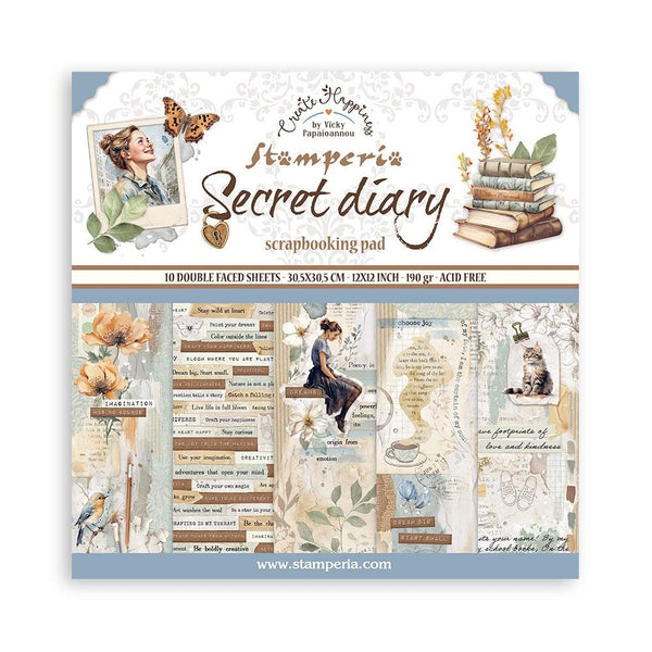 Stamperia Double-Sided Paper Pad 12"x 12" 10/Pkg - Create Happiness Secret Diary