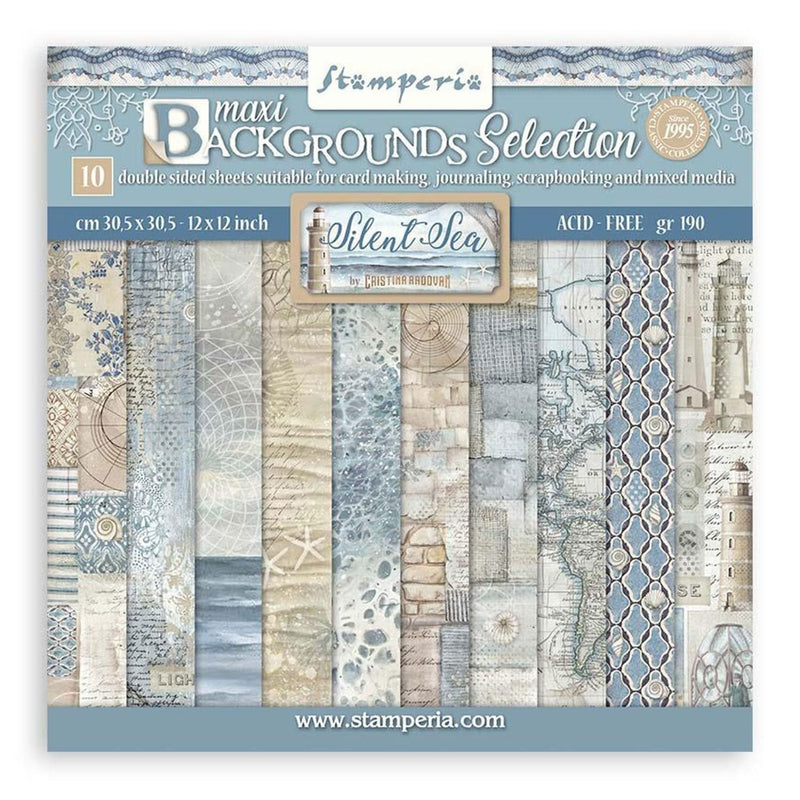 Stamperia Backgrounds Double-Sided Paper Pad 12"x 12" 10/Pkg - Silent Sea