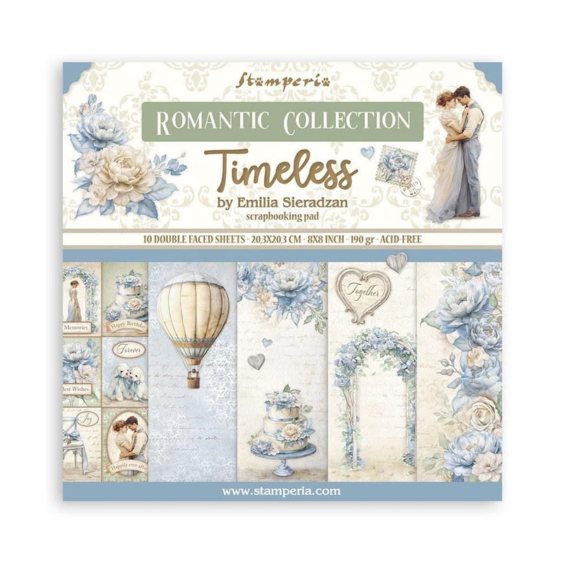 Stamperia Backgrounds Double-Sided Paper Pad 8"x 8" 10/Pkg - Timeless