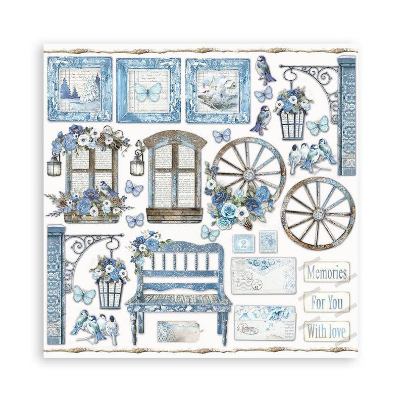 Stamperia Double-Sided Paper Pad 8"x 8" 10/Pkg - Blue Land