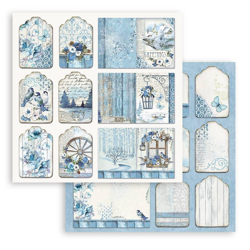 Stamperia Double-Sided Paper Pad 8"x 8" 10/Pkg - Blue Land