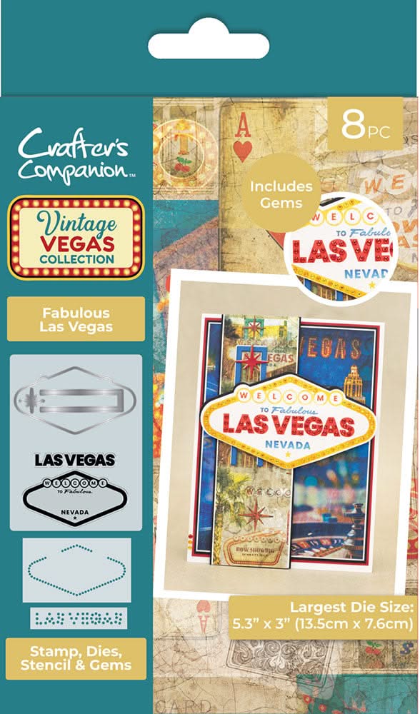 Crafter's Companion Stamp, Die, Stencil & Gems Bundle Fabulous Las Vegas, Vintage Vegas*