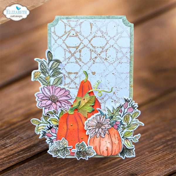 Elizabeth Craft Stamp And Die Set Autumn Harvest Florals*