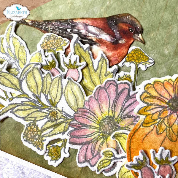 Elizabeth Craft Stamp And Die Set Autumn Harvest Florals*