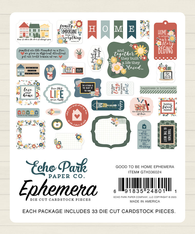 Echo Park Cardstock Ephemera Icons, Good To Be Home