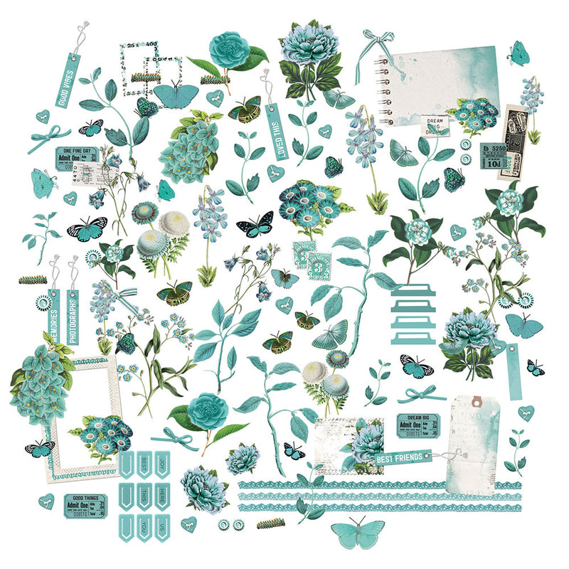49 And Market Colour Swatch: Teal Mini Laser Cut Outs Elements