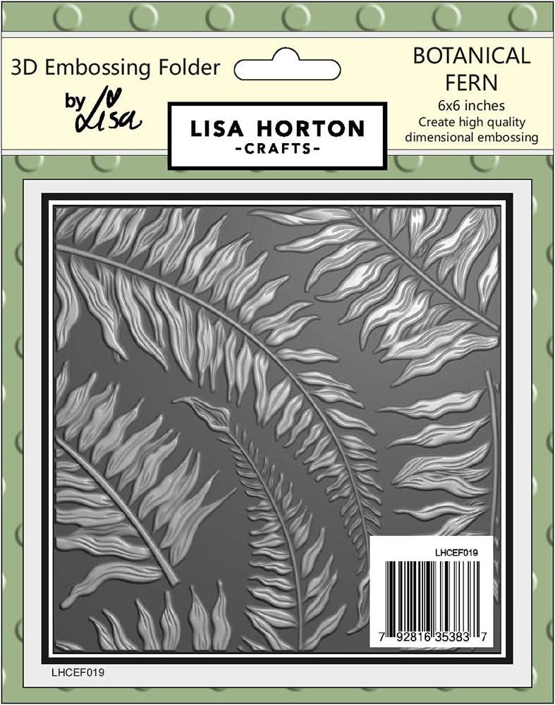 Lisa Horton Crafts Embossing Folder 6"X6" Botanic Fern*
