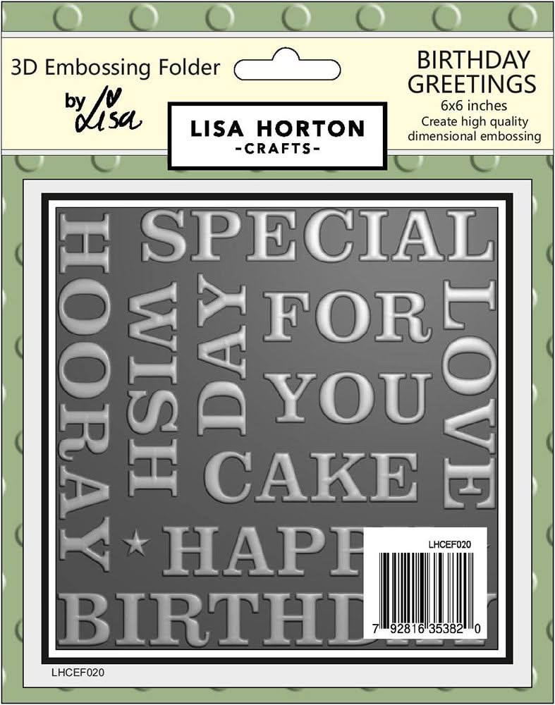 Lisa Horton Crafts Embossing Folder 6"X6" Birthday Greetings*