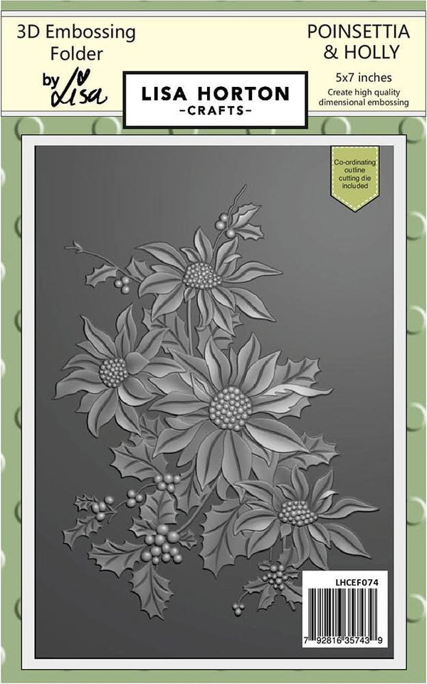 Lisa Horton Crafts Embossing Folder Poinsettia And Holly