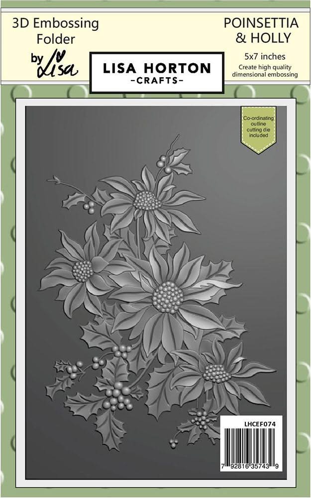 Lisa Horton Crafts Embossing Folder Poinsettia And Holly