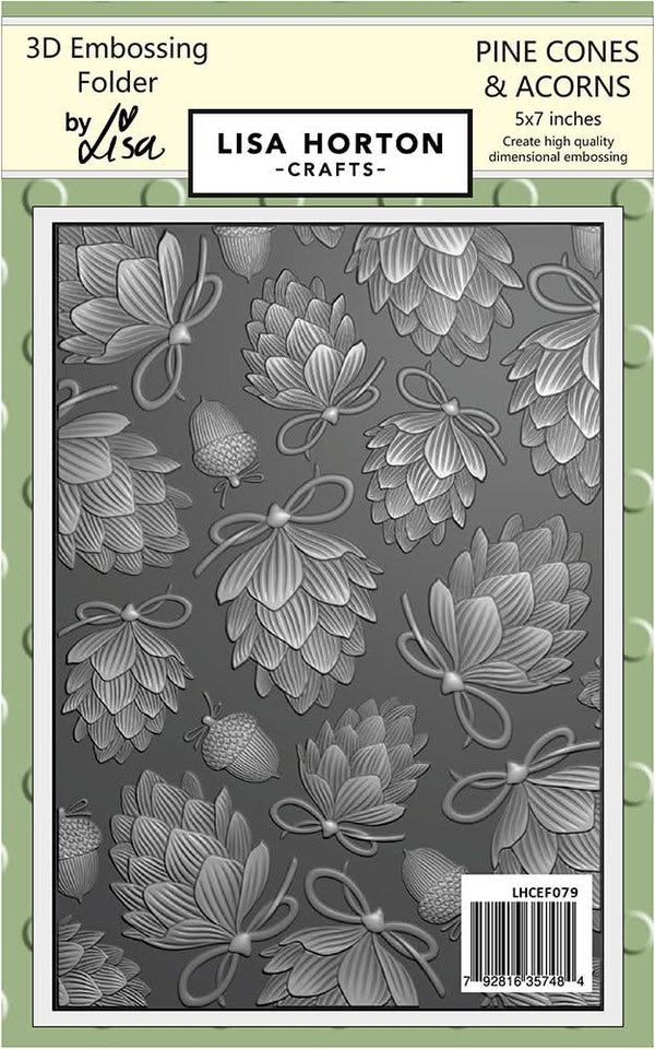 Lisa Horton Crafts Embossing Folder 5"X7" Pine Cones And Acorns*