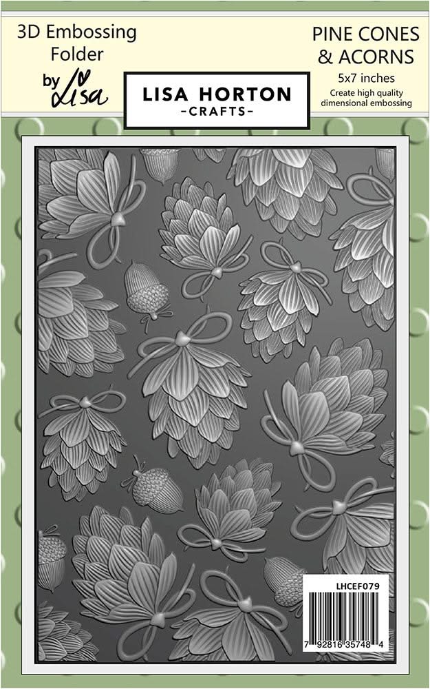 Lisa Horton Crafts Embossing Folder 5"X7" Pine Cones And Acorns*