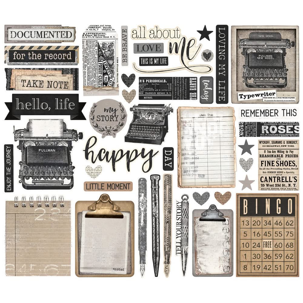 Simple Vintage Essentials Bits & Pieces Die-Cuts 42pack Take Note ...