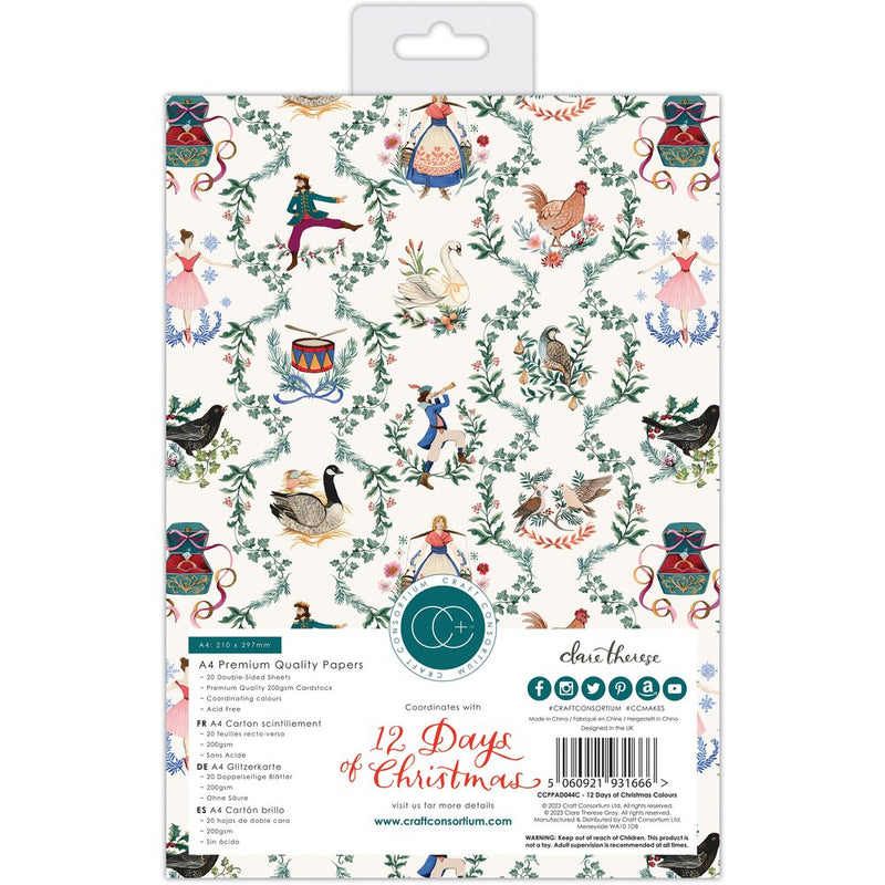 Craft Consortium Double-Sided Paper Pad A4 20 pack  12 Days Of Christmas