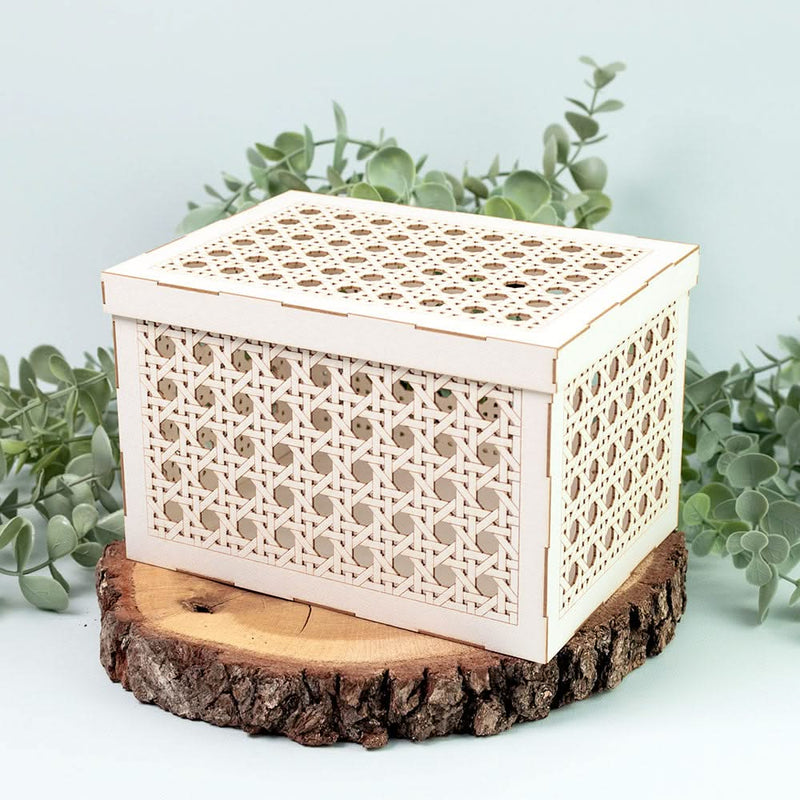 P13 Flowerish Light Chipboard Shaker Base 6"X8" Rattan Box*