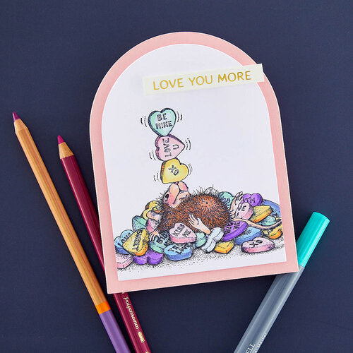 House Mouse Cling Rubber Stamp Candy Hearts*