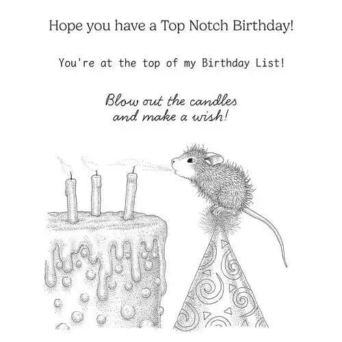 House Mouse Cling Rubber Stamp Top Notch Birthday