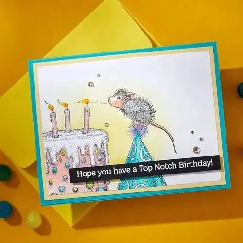 House Mouse Cling Rubber Stamp Top Notch Birthday