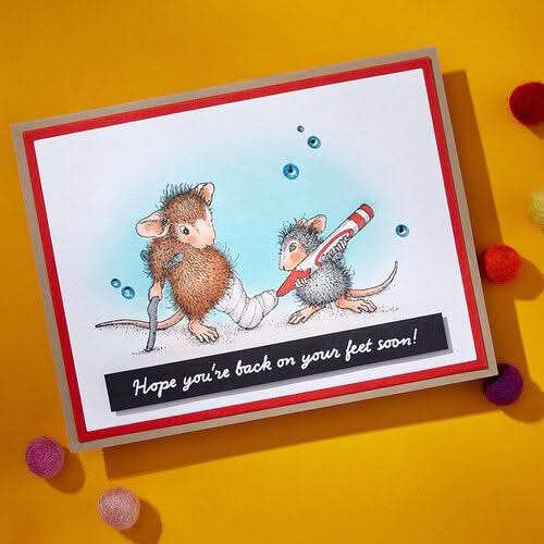 House Mouse Cling Rubber Stamp Healing Thoughts