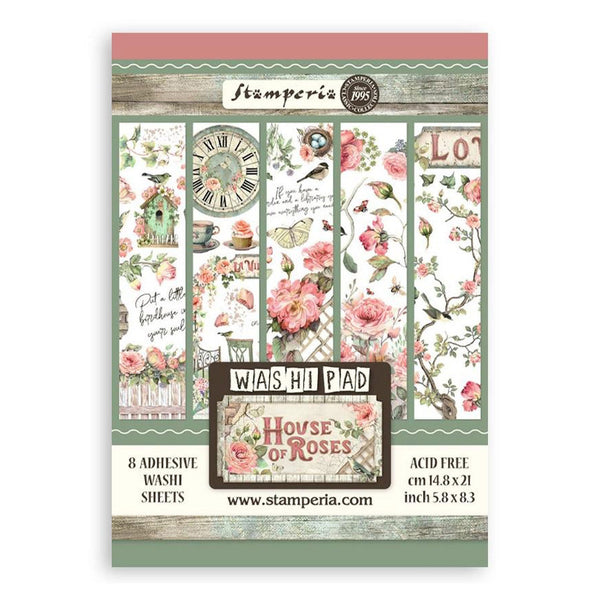 Stamperia A5 Washi Pad 8/Pkg - House of Roses