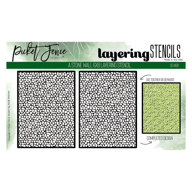 Picket Fence Studios Layering Stencil 6"x 8" - A Stone Wall