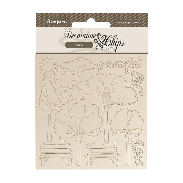 Stamperia Decorative Chips 5.5"x 5.5" - Silent Sea - Garden