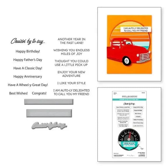 Spellbinders Classic Road Legends Stamp & Die Set By Mindy Eggen - Cruisin' By Sentiments