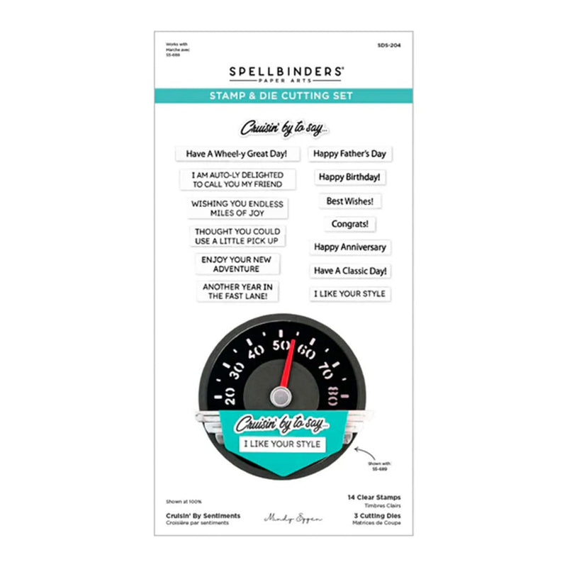 Spellbinders Classic Road Legends Stamp & Die Set By Mindy Eggen - Cruisin' By Sentiments