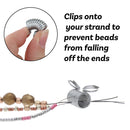 Bead extension clip with text explaining its use on a white background