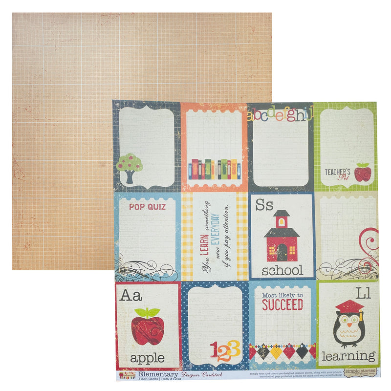 Simple Stories 12"x 12" Double-Sided Cardstock - Elementary - Flash Cards