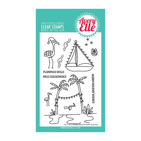 Avery Elle Clear Photopolymer Stamps 4"x 6" - Flamingo Bells LIMIT 1 PER ORDER
