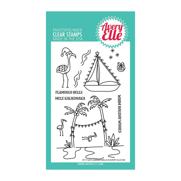 Avery Elle Clear Photopolymer Stamps 4"x 6" - Flamingo Bells LIMIT 1 PER ORDER