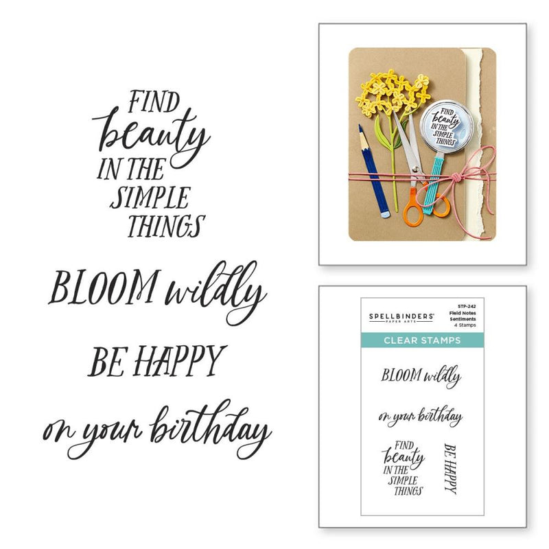 Spellbinders Clear Stamp Set Field Notes Sentiments