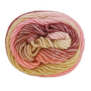 Ball of multicolored yarn on a white background