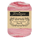 Skein of pink yarn with 'Scheepjes' label on a white background