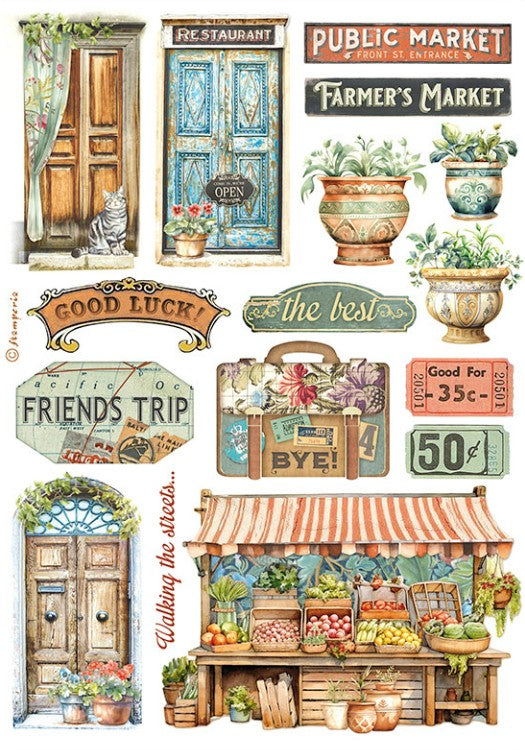 Stamperia A5 Washi Pad 8/Pkg - Art of Travelling