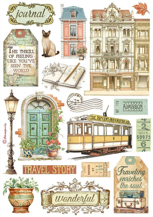 Stamperia A5 Washi Pad 8/Pkg - Art of Travelling