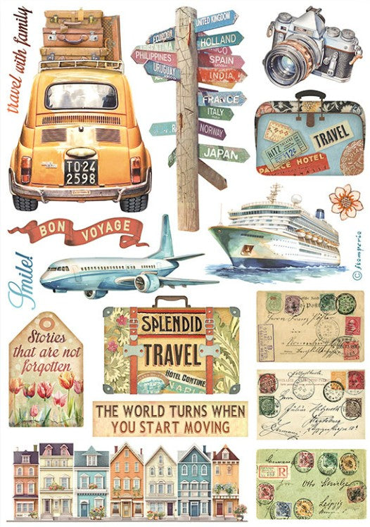 Stamperia A5 Washi Pad 8/Pkg - Art of Travelling