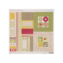 A sheet of scrapbook sticker frames by SEI, featuring multiple decorative patterned frames in muted green, yellow, red, beige, and brown tones, displayed on a clean white background.
