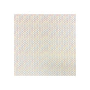 A square sheet of patterned Vellum  featuring a dense grid of small concentric circles in muted pastel tones of blue, yellow, pink, and brown on a white background.