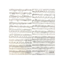 A printed sheet music fabric sheet with multiple systems of musical notation in black on a white background, shown against a white surround.