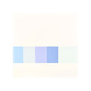 A square cardstock of a large cream-colored top and bottom section, with a horizontal band of five vertical color blocks in light blue, pale gray, lavender, medium blue, and mint green in the center.