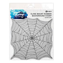 Ranger Simon Hurley Create spiderweb cling mount rubber background stamp in its original retail packaging, featuring a gray spiderweb design with black outlines.