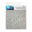 Ranger x Simon Hurley 'tangled lights' cling mount rubber background stamp in its original retail packaging, featuring a clear stamp with a black line pattern of intertwined light bulbs on a white backing card.