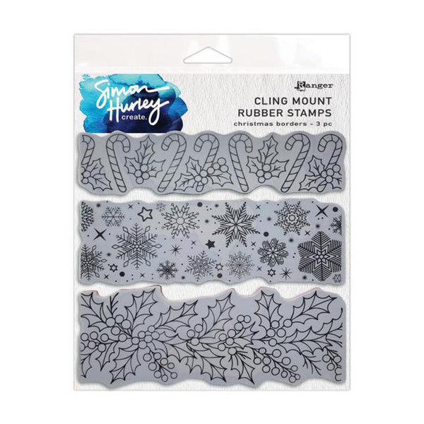 Simon Hurley create. Cling Mount Stamp - Christmas Borders