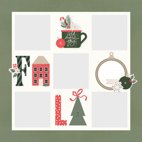 Set of Christmas-themed cutouts with decorative elements on a white background