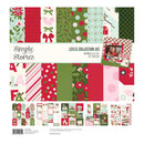 A 12x12 inch collection kit of scrapbook paper by Kringle & Co. titled 'Simple Stories', featuring 87 pieces in a holiday theme.