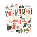 Two sheets of Christmas-themed sticker decals featuring festive designs like Santa Claus, stockings, candy canes, wreaths, and holiday text on a white background.